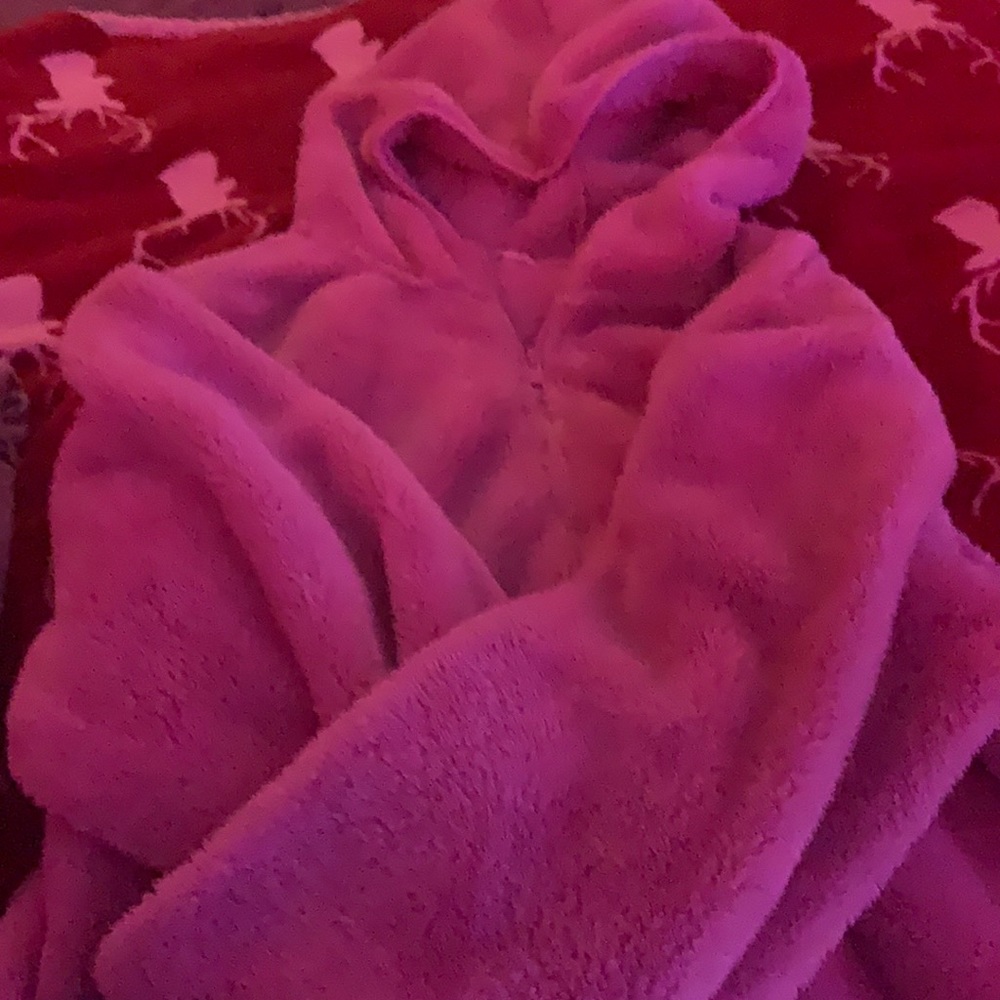 fluffy pink sweater very warm and cozy!